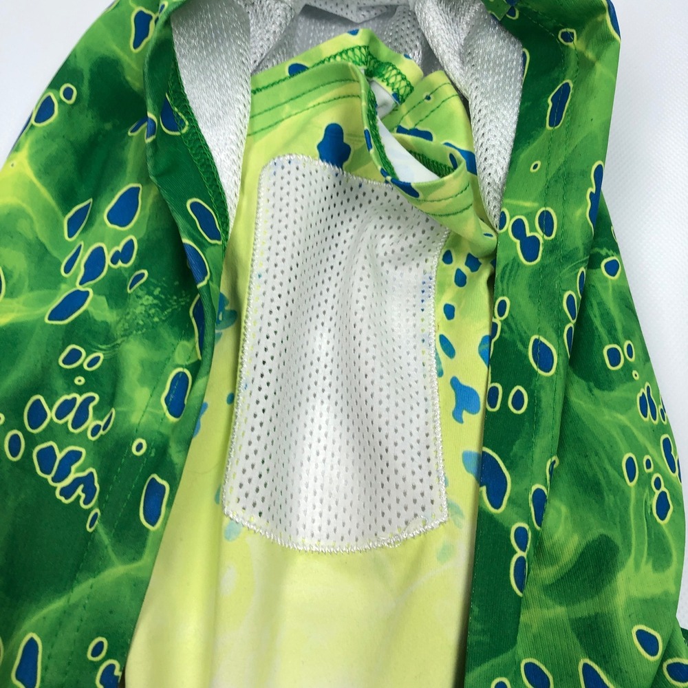 Pelagic Exo-Tech Fishing Hoodie Mens XL Green Mahi Mahi Sun Shirt UPF 50+ - Picture 4 of 10